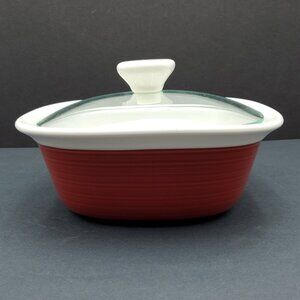 Corningware Etch 1.5 Quart Red Casserole Baking Serving Dish with Glass Lid